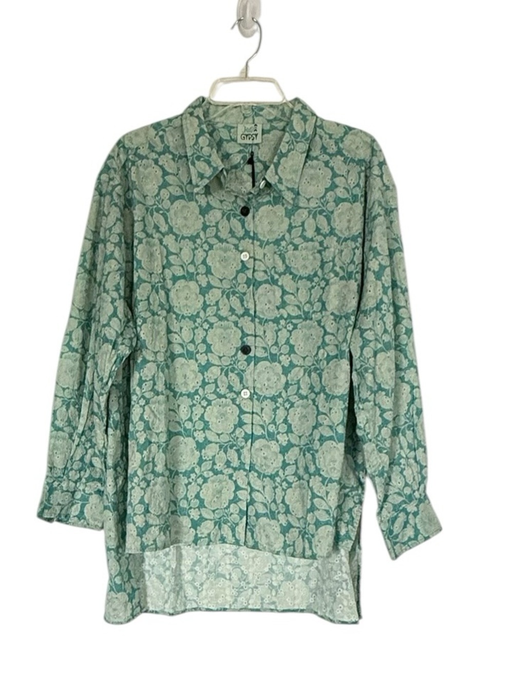 New Jaded Gypsy Star Gazing Teal Eyelet Hi-Low Top Size Small/Medium $98